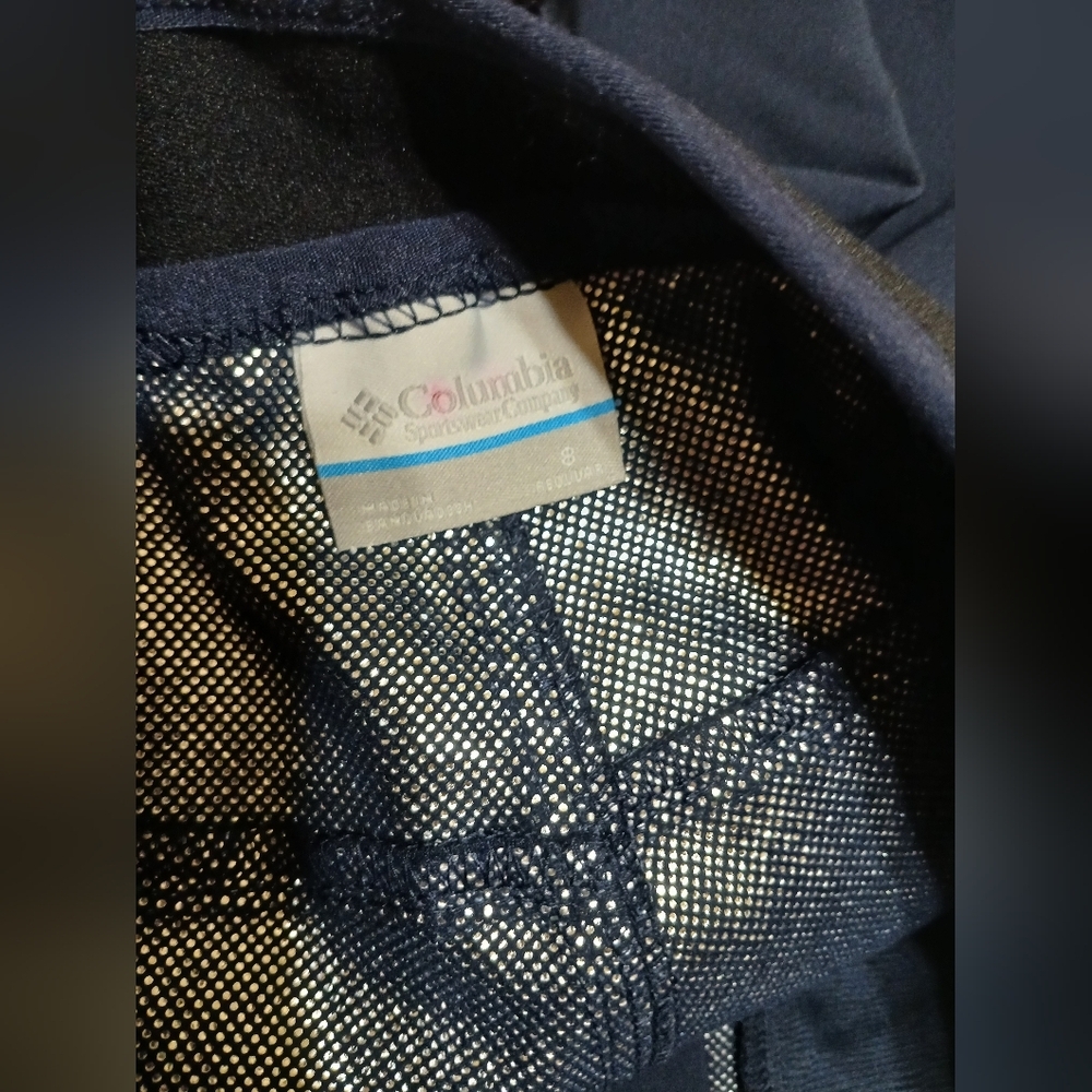 Women's Columbia Size 8 Mt. Powder Pant Water Repelling Blue Zip Pockets Lined - Picture 7 of 9